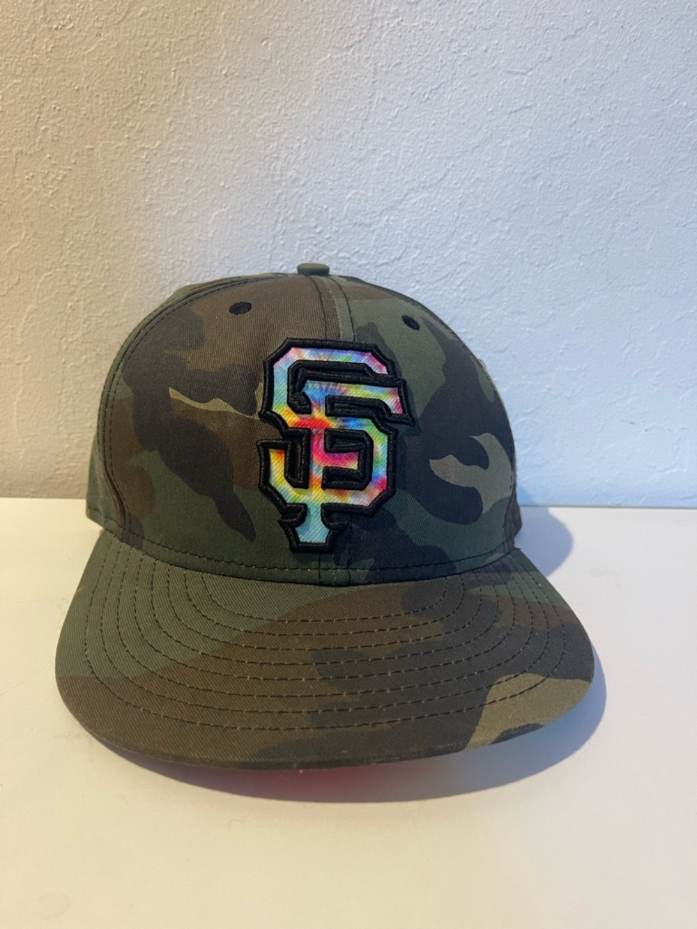 New Era Camo San Francisco SF Logo Hat with Tye Dye Logo 7 1/4